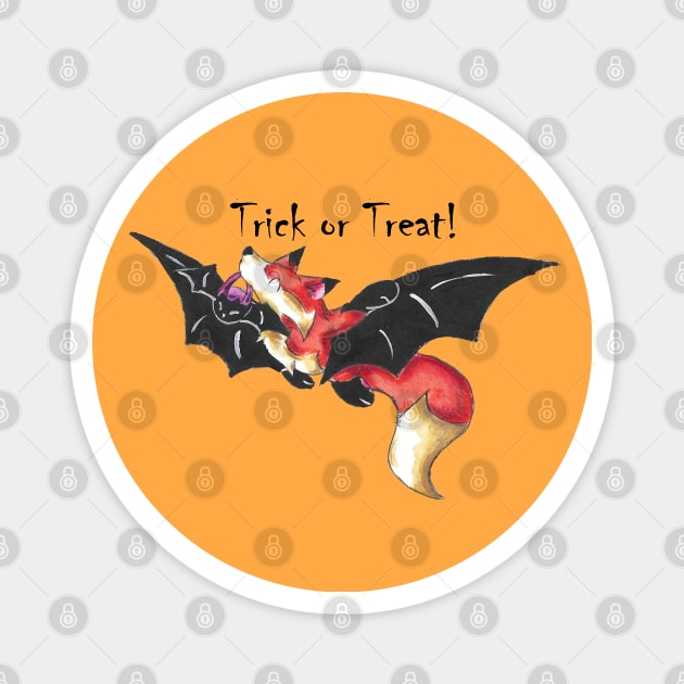 Flying Fox Trick or Treater (With Text) Magnet by KristenOKeefeArt